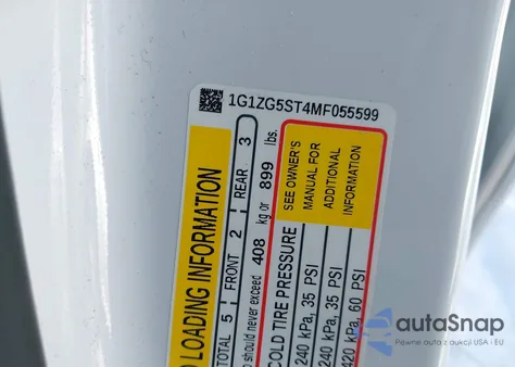 2021 Chevrolet Malibu Fwd Rs z USA, uszkodzony, nr VIN 1G1ZG5ST4MF055599